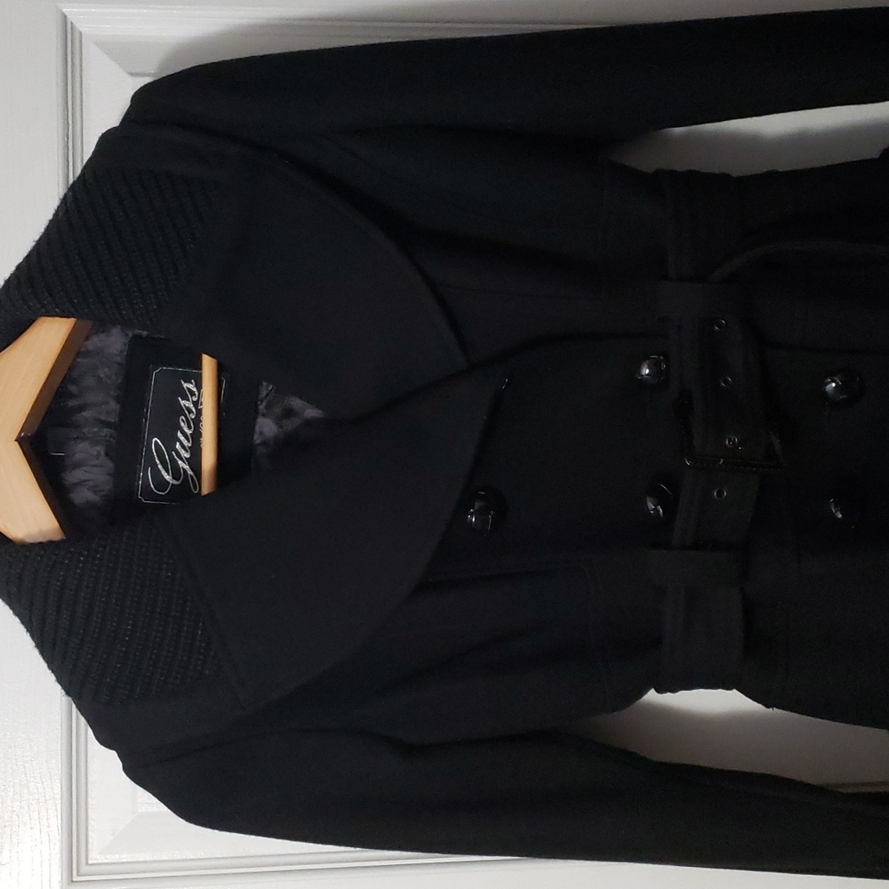Guess Wool Belted Peacoat